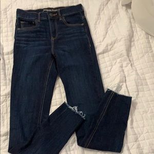 Express cropped high waisted dark wash skinny jean